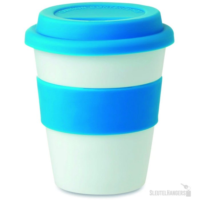 Pp beker met siliconen deksel Astoria blauw