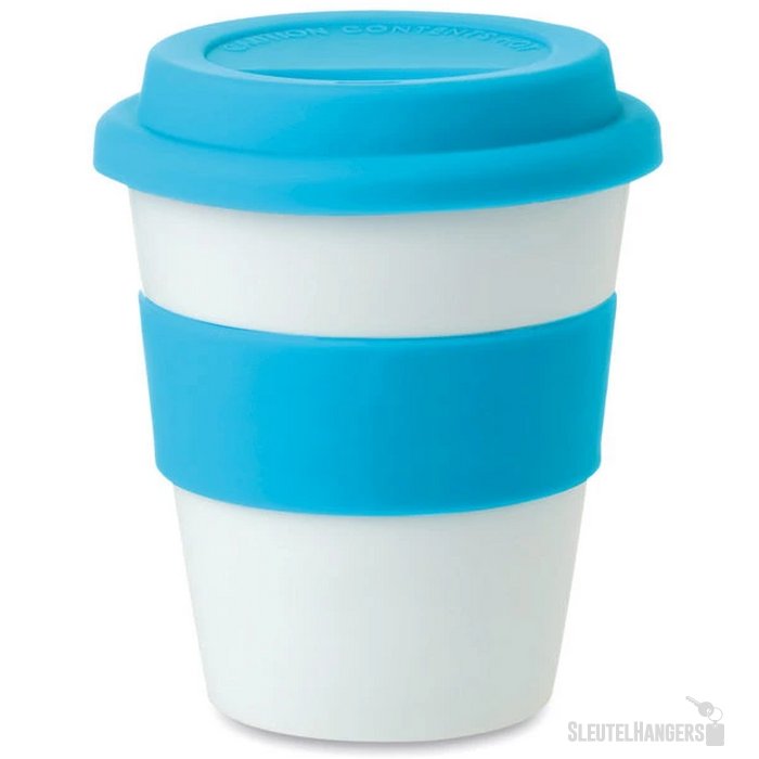 Pp beker met siliconen deksel Astoria turquoise