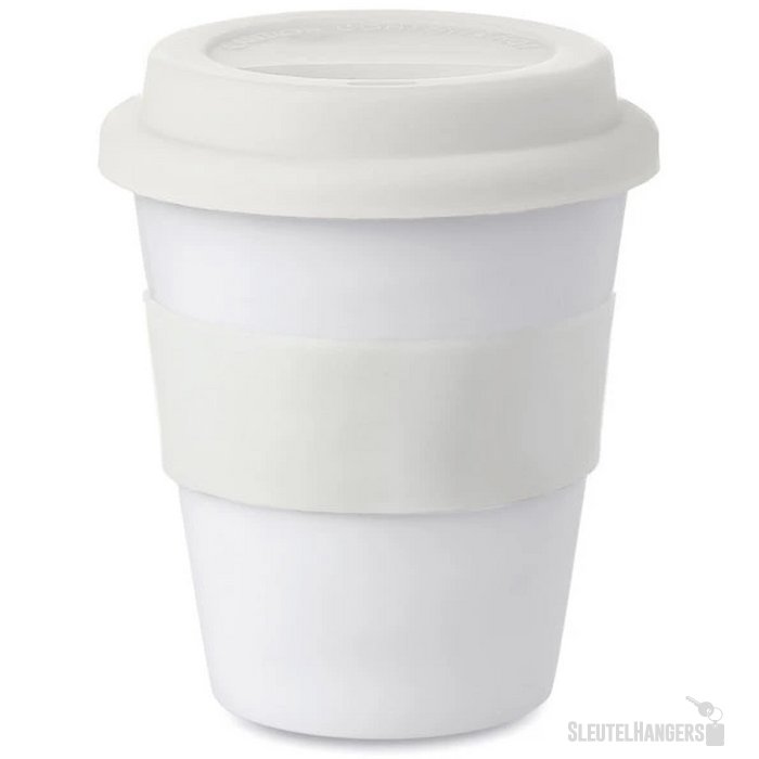 Pp beker met siliconen deksel Astoria wit