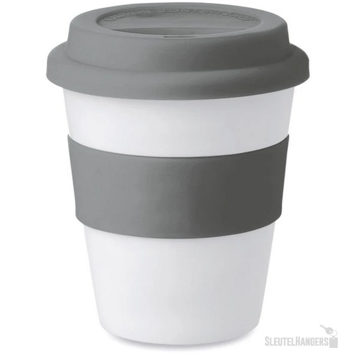 Pp beker met siliconen deksel Astoria grijs