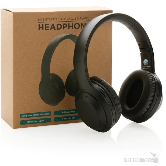 RCS standaard recycled plastic hoofdtelefoon zwart