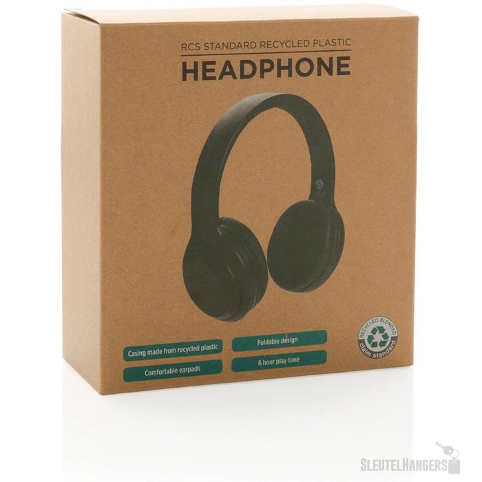 RCS standaard recycled plastic hoofdtelefoon zwart