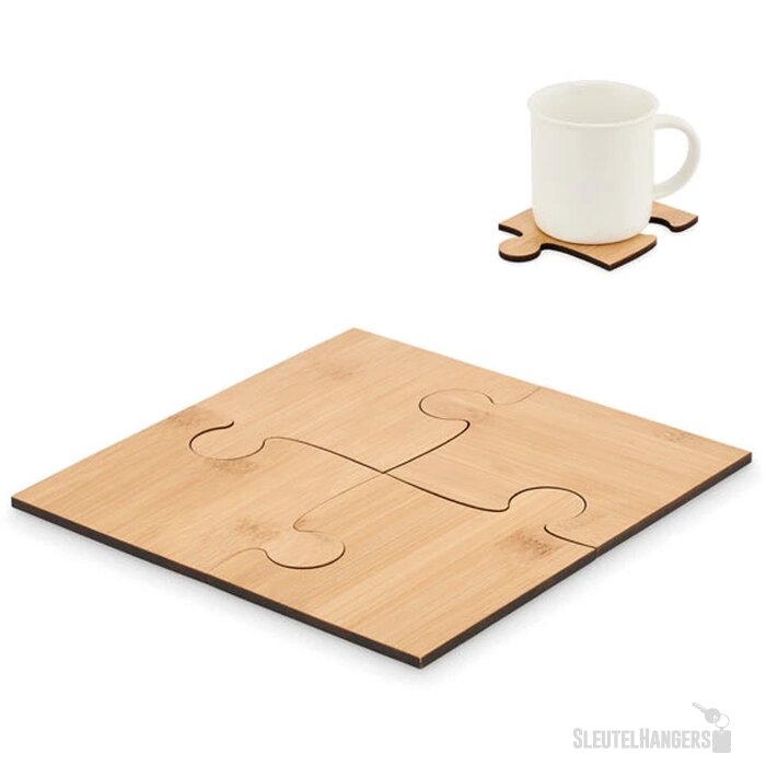 Set van 4 puzzel onderzetters Bruin