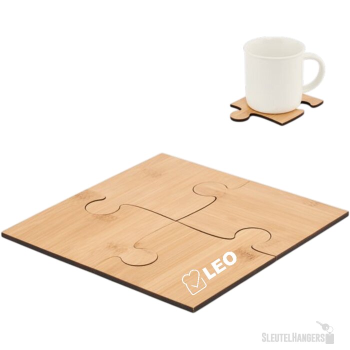 Set van 4 puzzel onderzetters Bruin