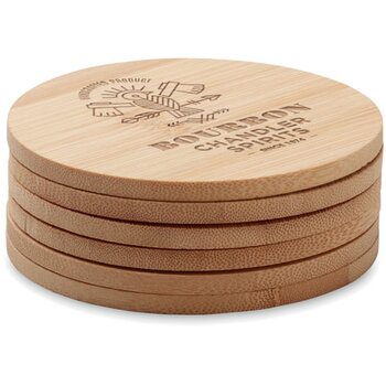 Set van 6 bamboe onderzetters Bayin set hout Set van 6 bamboe onderzetters Bayin set hout