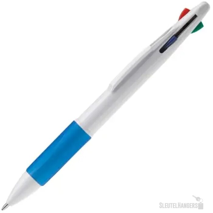 Balpen 4 kleuren hardcolour wit / blauw