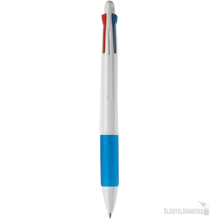 Balpen 4 kleuren hardcolour wit / blauw
