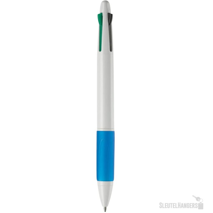 Balpen 4 kleuren hardcolour wit / blauw