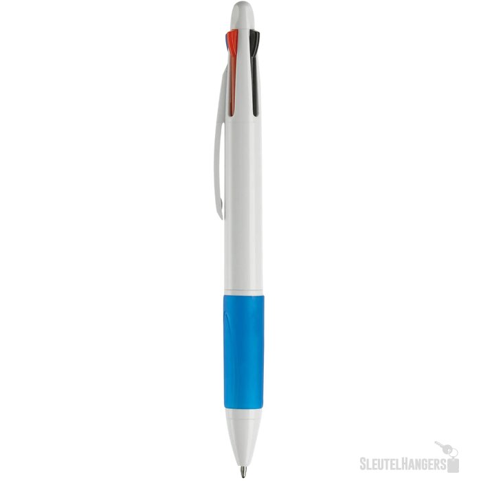 Balpen 4 kleuren hardcolour wit / blauw