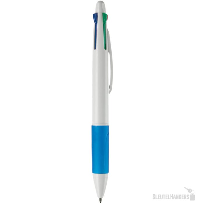 Balpen 4 kleuren hardcolour wit / blauw