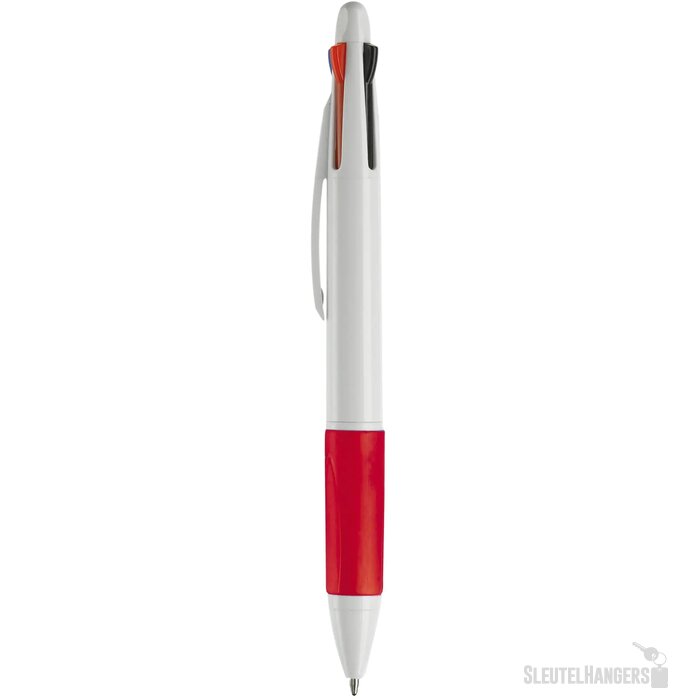 Balpen 4 kleuren hardcolour wit / rood