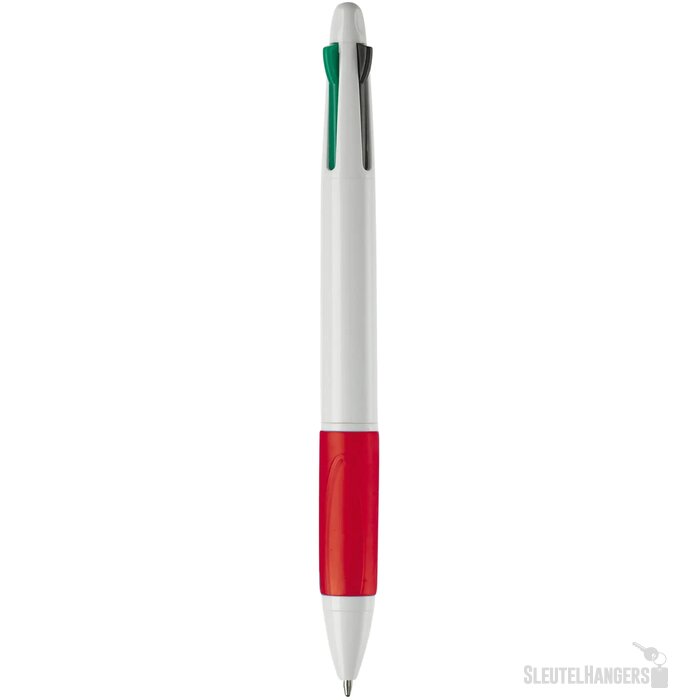 Balpen 4 kleuren hardcolour wit / rood