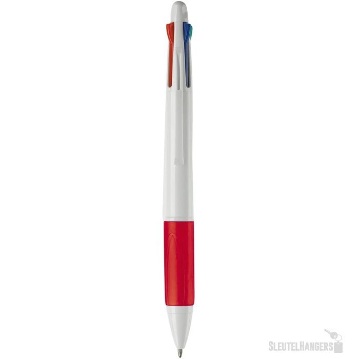 Balpen 4 kleuren hardcolour wit / rood