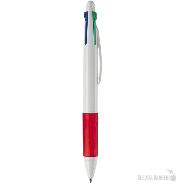 Balpen 4 kleuren hardcolour wit / rood