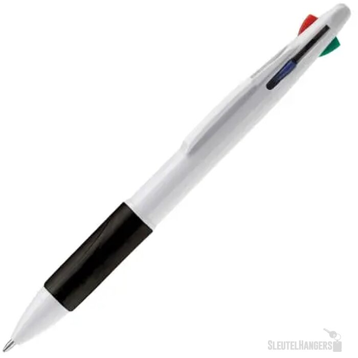 Balpen 4 kleuren hardcolour wit / zwart