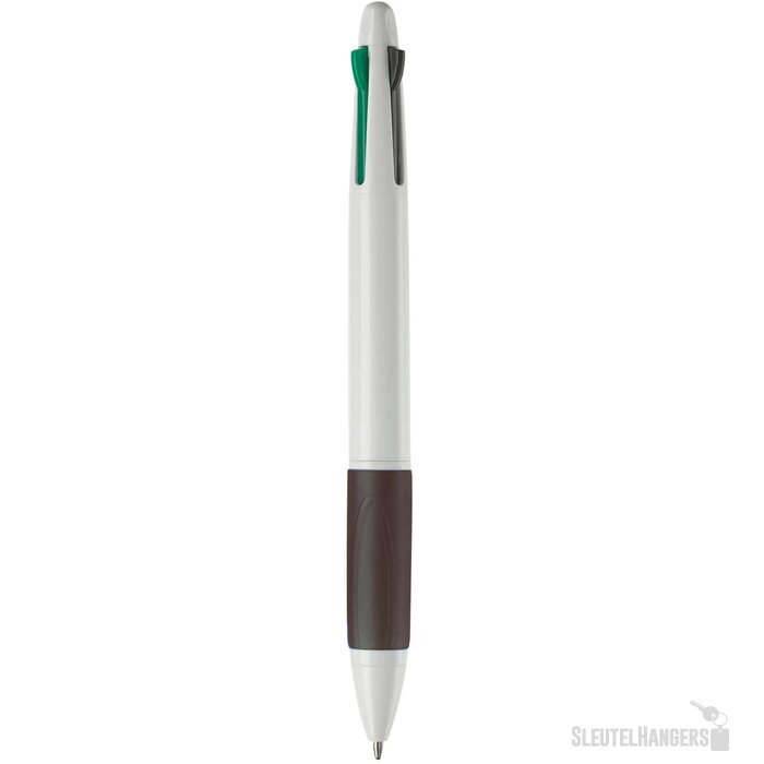 Balpen 4 kleuren hardcolour wit / zwart