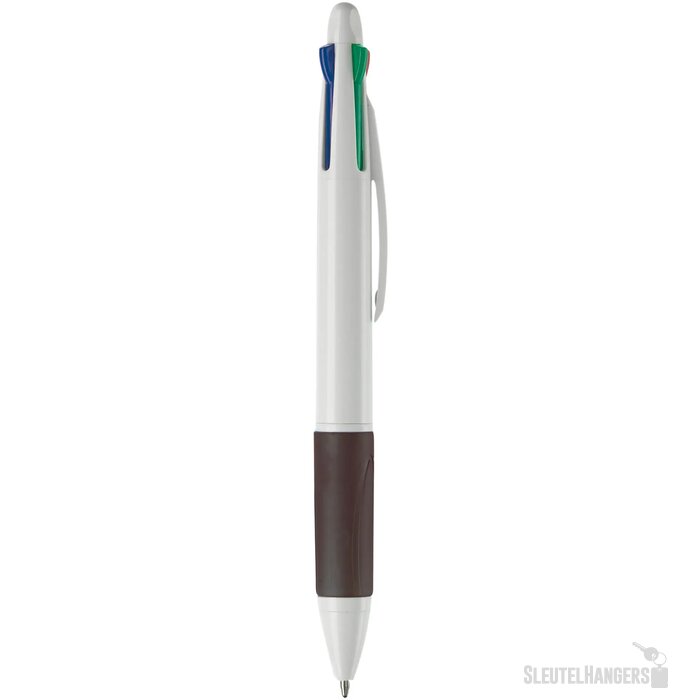 Balpen 4 kleuren hardcolour wit / zwart