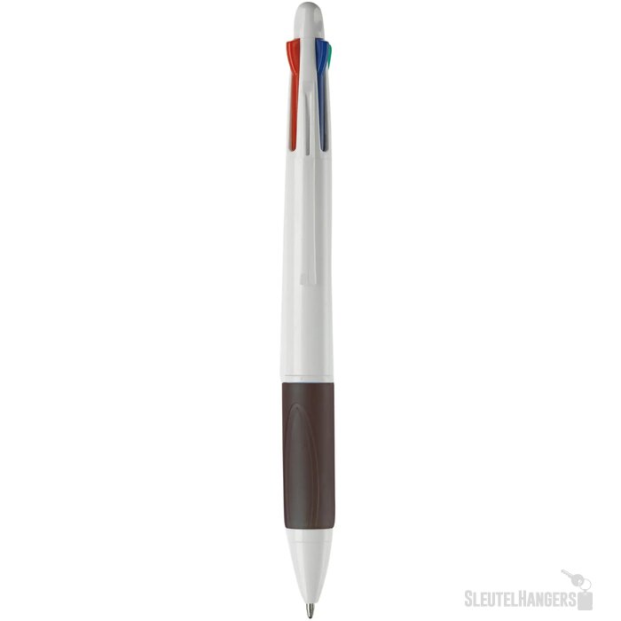 Balpen 4 kleuren hardcolour wit / zwart