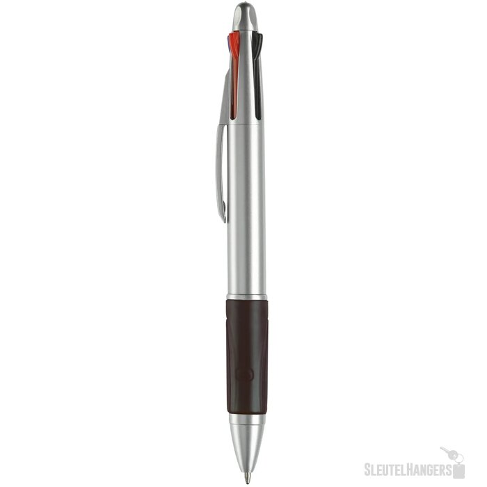 Balpen 4 kleuren hardcolour zilver / zwart