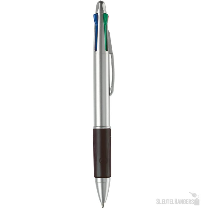 Balpen 4 kleuren hardcolour zilver / zwart