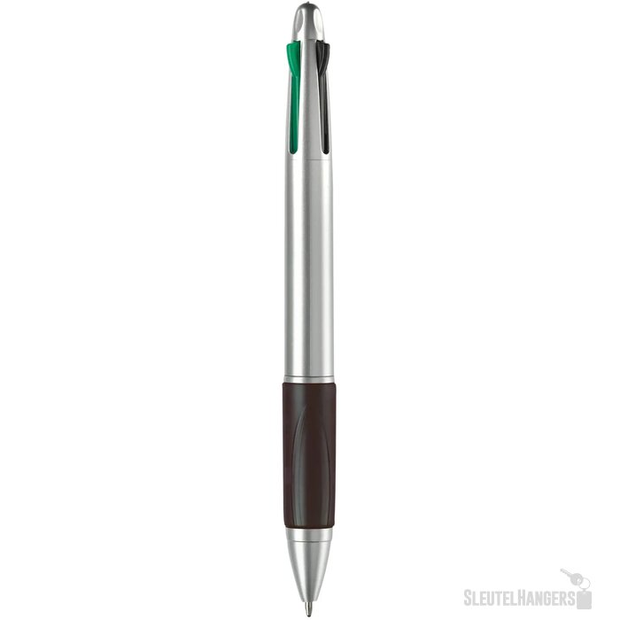 Balpen 4 kleuren hardcolour zilver / zwart