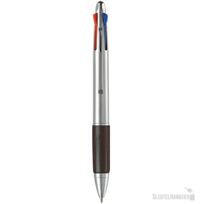 Balpen 4 kleuren hardcolour zilver / zwart