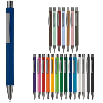 Balpen metaal New York rubberised donker blauw