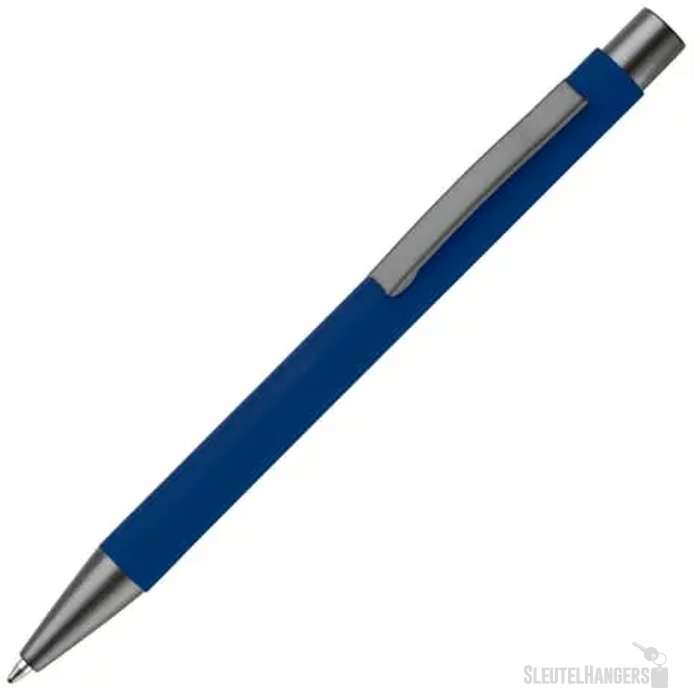 Balpen metaal New York rubberised donker blauw