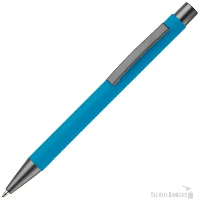 Balpen metaal New York rubberised lichtblauw