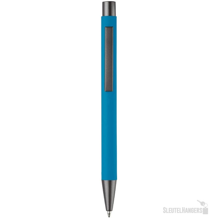 Balpen metaal New York rubberised lichtblauw