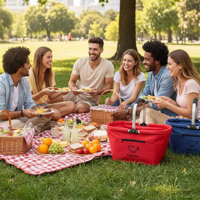Picknickmand opvouwbaar 600D donker blauw