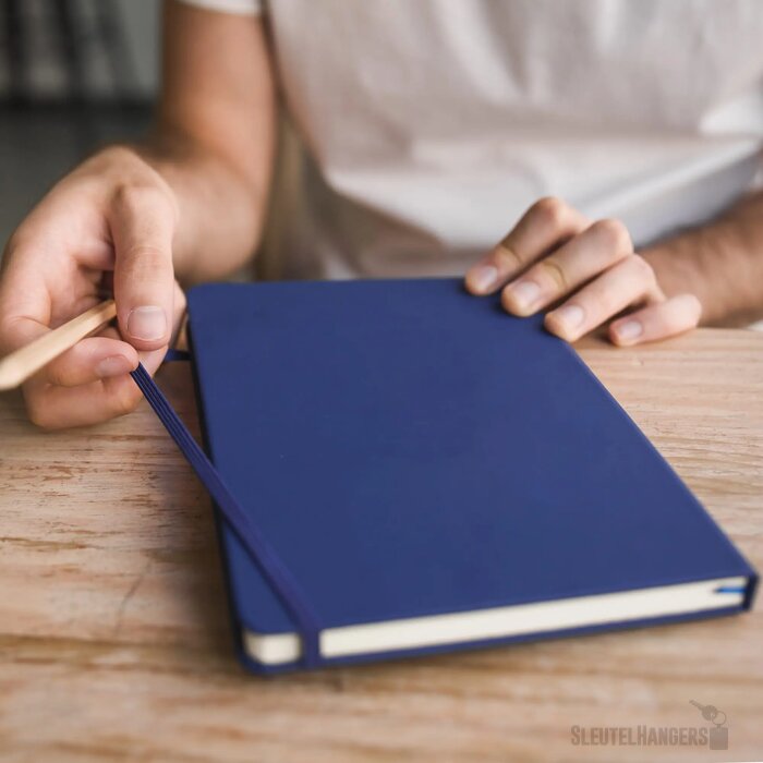 A5-notitieboek van PU met FSC-pagina's blauw