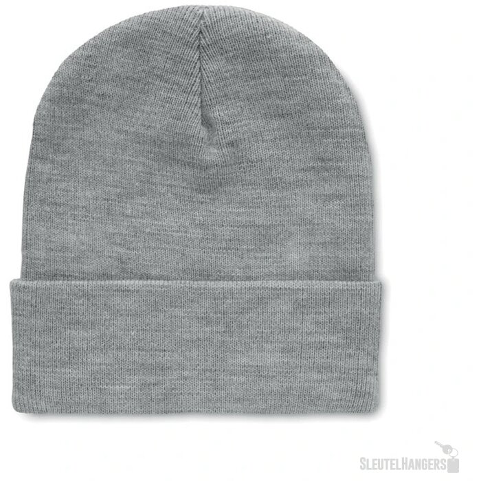 Rpet beanie met omslag Wit/Grijs