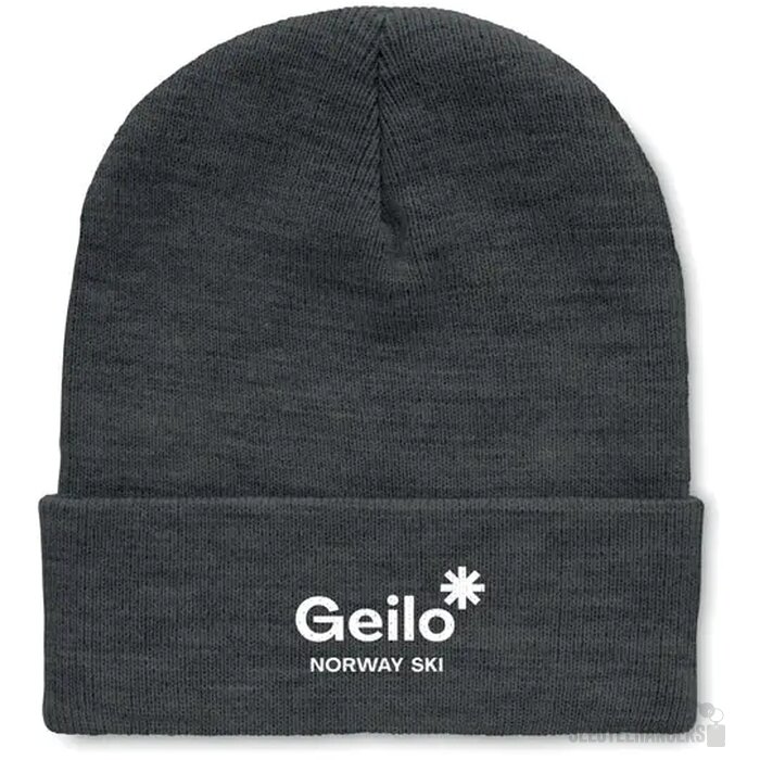 Rpet beanie met omslag Wit/Grijs
