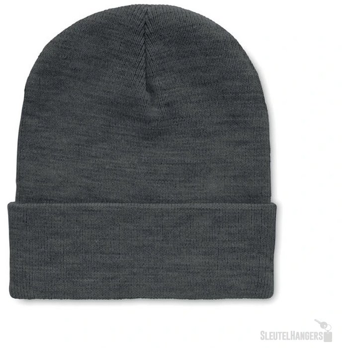 Rpet beanie met omslag Wit/Zwart