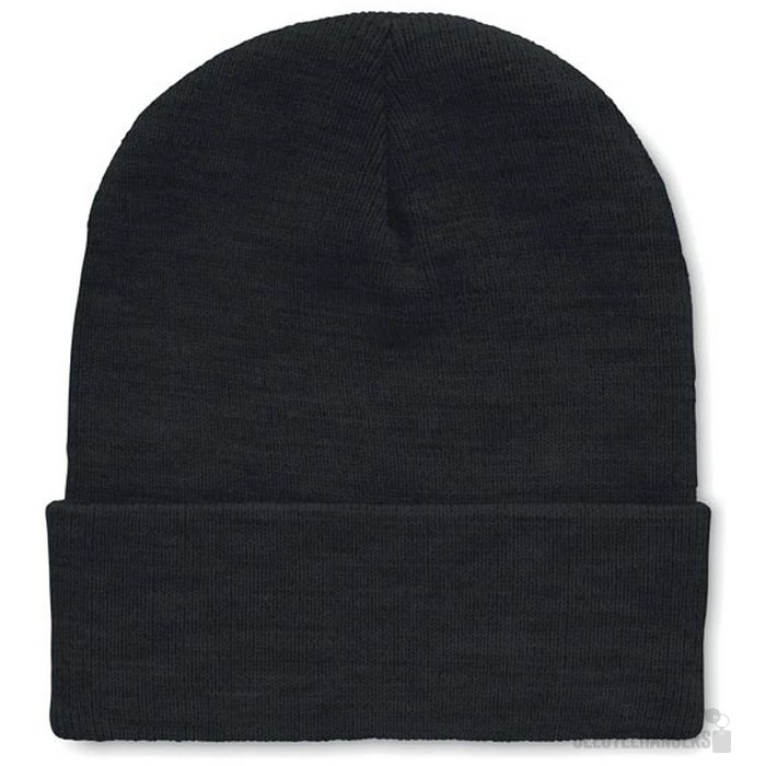 Rpet beanie met omslag Zwart