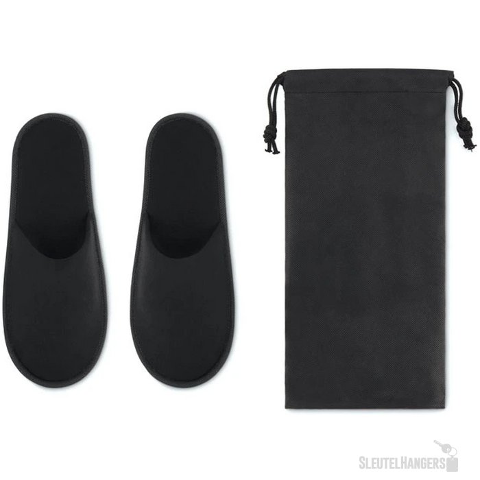 Hotelslippers in pouch Zwart