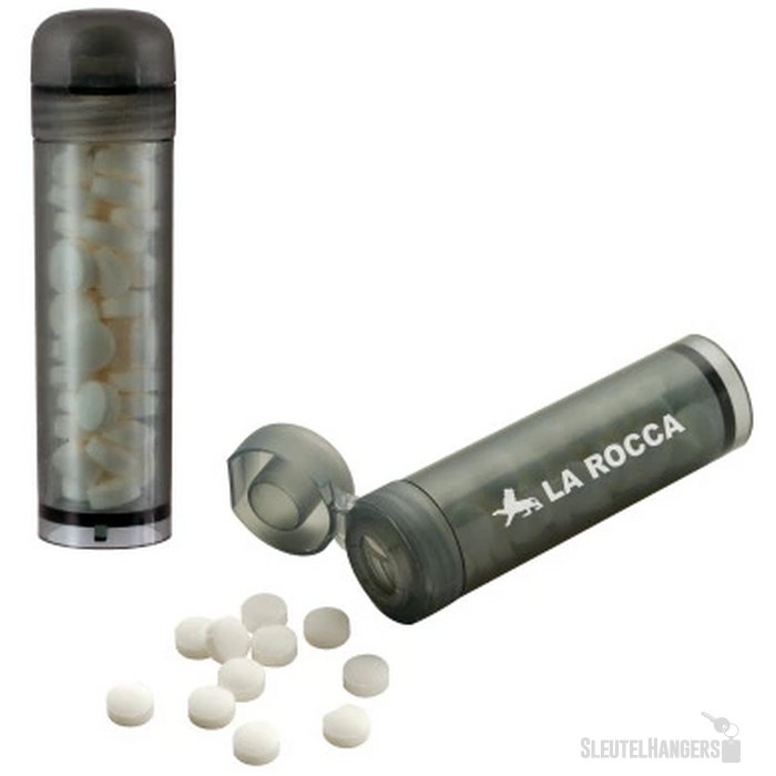 Mint tube met ca. 11 gr. mintjes Bruin