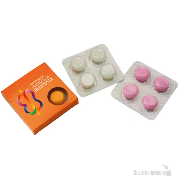 Doosje met 4 Mentos in blister custom made