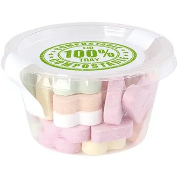 Transparant Biodegradable bakje met los deksel, gevuld met 60 gr. DutchDex Dextrose mints, fruit bolletjes of fruit hartjes transparant Transparant Biodegradable bakje met los deksel, gevuld met 60 gr. DutchDex Dextrose mints, fruit bolletjes of fruit hartjes transparant
