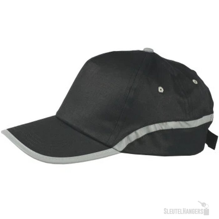 Cap 5 panel met reflecterende band en klittenbandsluiting zwart