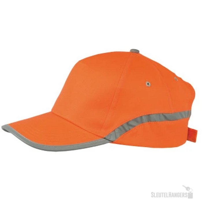 Cap 5 panel met reflecterende band en klittenbandsluiting oranje