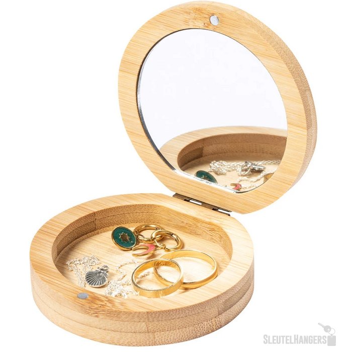 Bamboe sieradendoos met spiegel Naturel