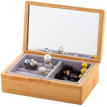 Bamboe sieradendoos met fluwelen vulling Naturel Bamboe sieradendoos met fluwelen vulling Naturel