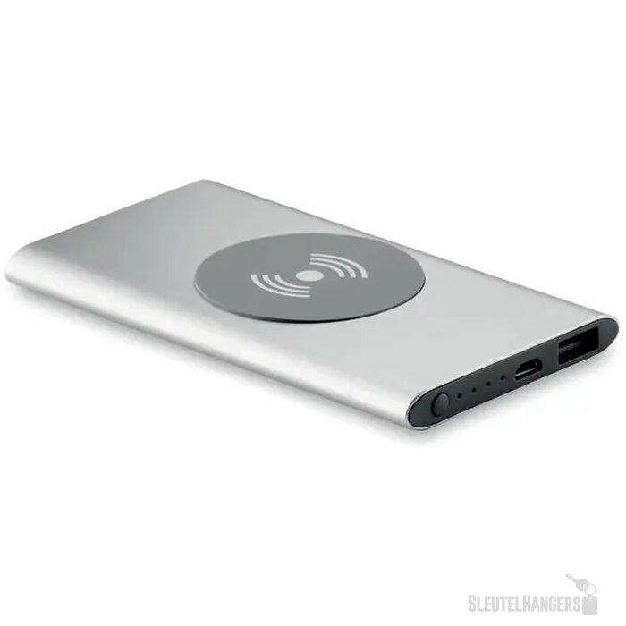 Draadloze aluminium powerbank (4.000 mAh) Zilver