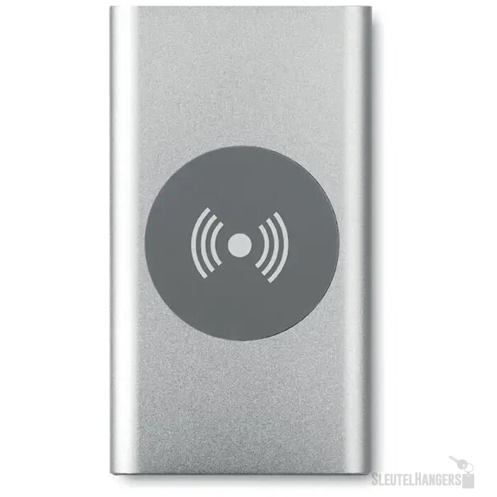Draadloze aluminium powerbank (4.000 mAh) Zilver