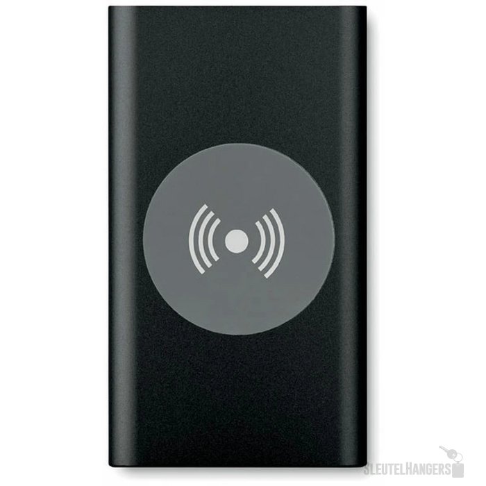 Draadloze aluminium powerbank (4.000 mAh) Zwart