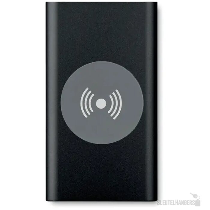Draadloze aluminium powerbank (4.000 mAh) Zwart