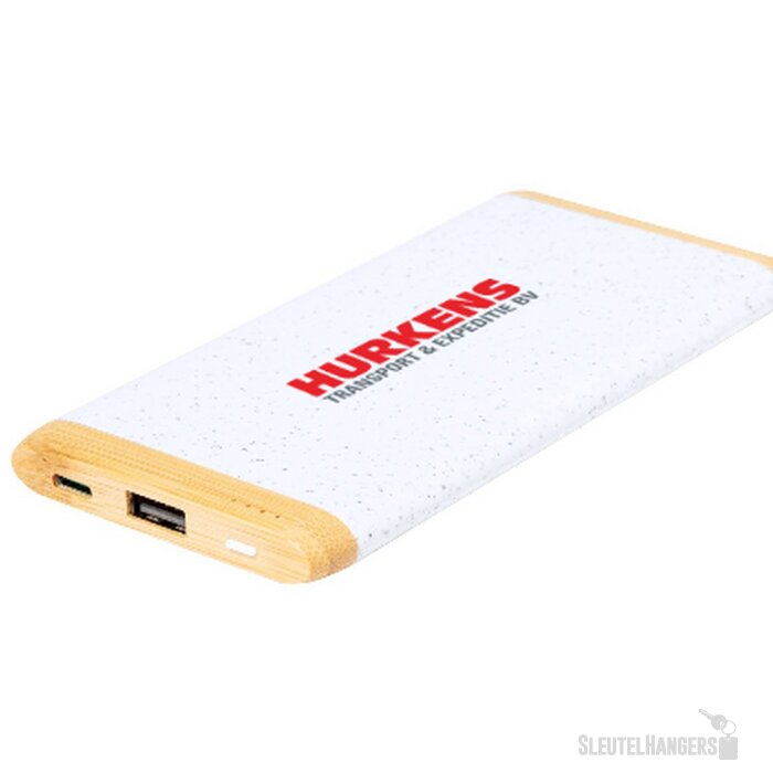 Ecologische powerbank (5.000 mAh) Wit