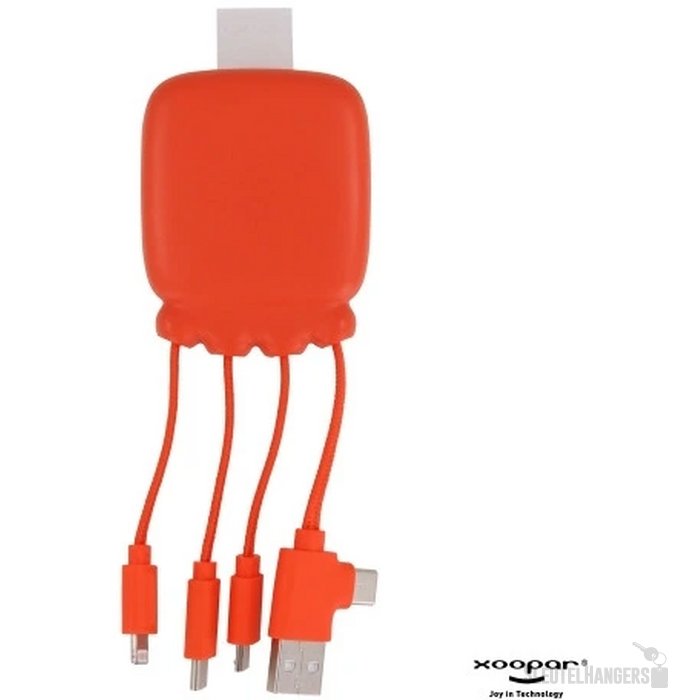 3192 | Xoopar Octopus Gamma 2 Bio Charging cable with 3.000mAh Powerbank oranje
